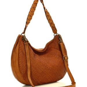 półokrągła torebka damska worek hobo bag skórzana - marco mazzini camel