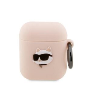 karl lagerfeld kla2runchp airpods 1/2 cover różowy/pink silicone choupette head 3d
