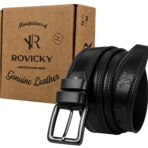 pasek męski ze skóry naturalnej licowej o zdobionych brzegach — rovicky