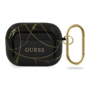 guess guacaptpuchbk airpods pro cover czarny/black gold chain collection
