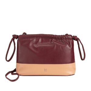 dudu genuine leather clutch bag for women, coloured pouch with drawstring and crossbody shoulder strap