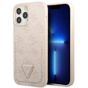 guess guhcp13lp4tpp iphone 13 pro / 13 6,1" różowy/pink hardcase 4g triangle logo cardslot