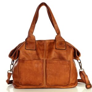 torebka skórzana shopper bag - marco mazzini camel
