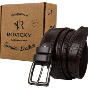 pasek męski ze skóry naturalnej licowej o zdobionych brzegach — rovicky