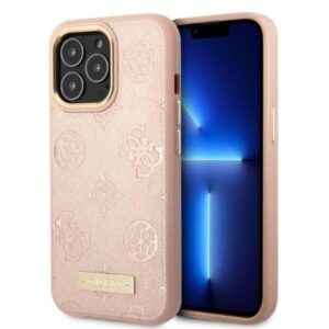 guess guhmp13lsapstp iphone 13 pro / 13 6,1" różowy/pink hardcase peony logo plate magsafe