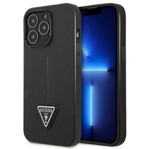 guess guhcp14xpsatlk iphone 14 pro max 6,7" czarny/black hardcase saffianotriangle logo