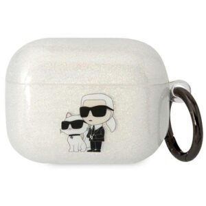 karl lagerfeld klaphnkctgt airpods pro cover transparent gliter karl&choupette