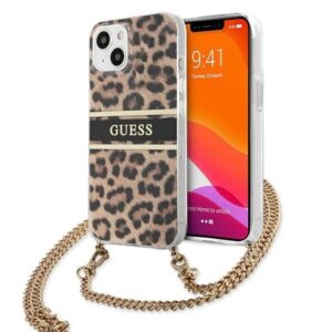 guess guhcp13skbcle iphone 13 mini 5,4" leopard hardcase gold strap