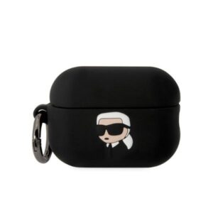 karl lagerfeld klap2runikk airpods pro 2 cover czarny/black silicone karl head 3d