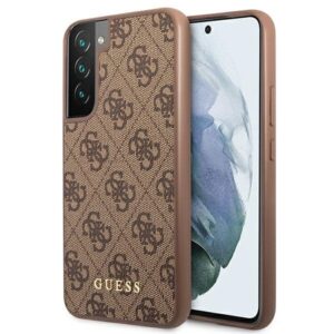 guess guhcs22sg4gfbr s22 s901 brązowy/brown hard case 4g metal gold logo
