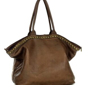 duża torebka skórzana oversize style shopper bag - marco mazzini czekoladowy brąz