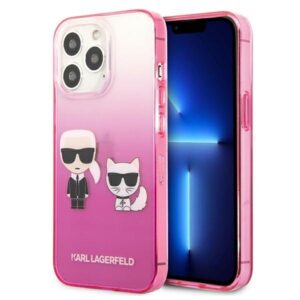karl lagerfeld klhcp13ltgkcp iphone 13 pro / 13 6,1" hardcase różowy/pink gradient ikonik karl & choupette