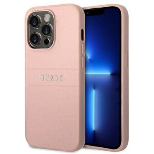 guess guhcp14lpsasbpi iphone 14 pro 6,1" różowy/pink saffiano strap