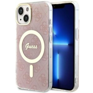 guess guhmp14sh4stp iphone 14 6.1" różowy/pink hardcase 4g magsafe
