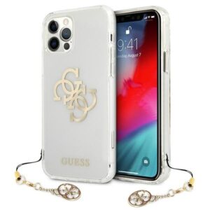 guess guhcp12lks4ggo iphone 12 pro max 6,7" transparent hardcase 4g gold charms collection