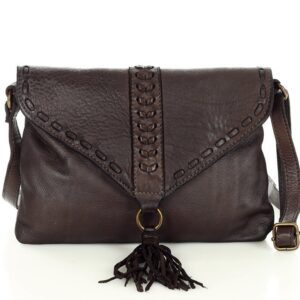 marco mazzini włoska torebka clutch boho ze skóry naturalnej brąz caffe