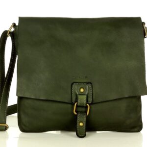 torebka skórzana listonoszka stylowy minimalizm ala messenger leather bag - marco mazzini zielona