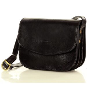 torebka skórzana damska messegerka classic leather bag - marco mazzini czarna