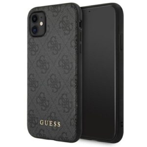 guess guhcn61g4gfgr iphone 11 6,1" szary/grey hard case 4g metal gold logo