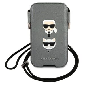 karl lagerfeld torebka klhcp12mophkcg 6,1" szary/grey hardcase saffiano ikonik karl&choupette head