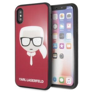 karl lagerfeld klhcpxdlhre iphone x/xs czerwony/red iconic glitter karl`s head
