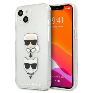karl lagerfeld klhcp13skctugls iphone 13 mini 5,4" srebrny/silver hardcase glitter karl`s & choupette