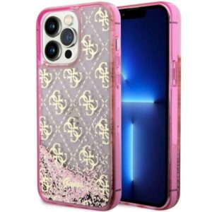 guess guhcp14llc4psgp iphone 14 pro 6.1" różowy/pink hardcase liquid glitter 4g transculent