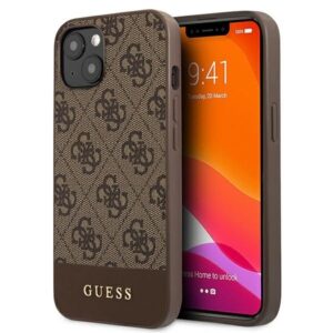 guess guhcp13sg4glbr iphone 13 mini 5,4" brązowy/brown hard case 4g stripe collection