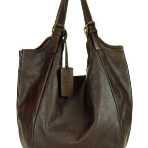 torebka skórzana damska classic handmade shopping bag - marco mazzini ciemny brąz caffe