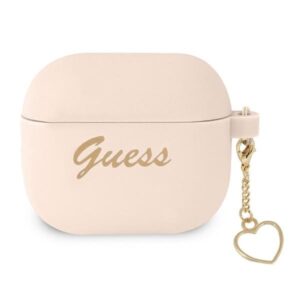 guess gua3lschsp airpods 3 cover różowy/pink silicone charm heart collection