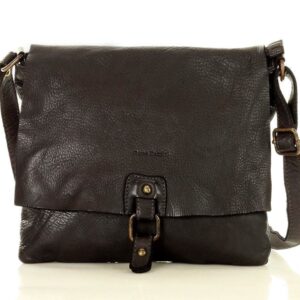 torebka skórzana listonoszka stylowy minimalizm ala messenger leather bag - marco mazzini czarna