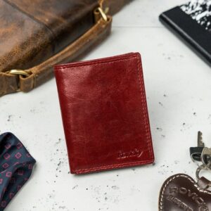 porządny skórzany portfel etui na karty i dokumenty rovicky® rfid n1910-rvtk red