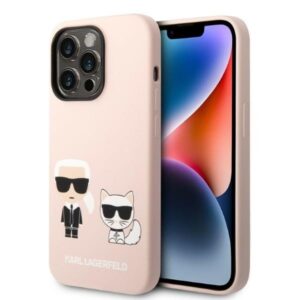 karl lagerfeld klhmp14xsskci iphone 14 pro max 6,7" hardcase jasnoróżowy/light pink silicone karl & choupette magsafe