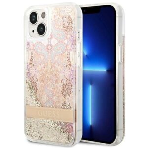 guess guhcp14mlflsd iphone 14 plus 6,7" złoty/gold hardcase paisley liquid glitter