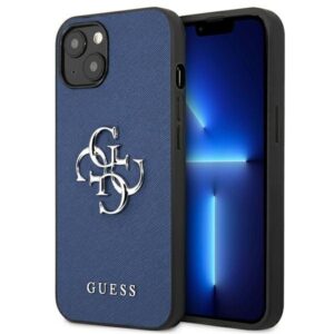 guess guhcp13ssa4gsbl iphone 13 mini 5,4" niebieski/blue hardcase saffiano 4g metal logo