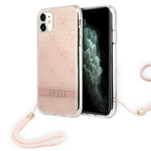guess guohcn61h4stp iphone 11 różowy/pink hardcase 4g print strap