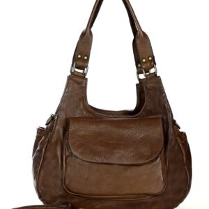 włoska torebka skórzana z kieszenią z przodu retro bag handmade - marco mazzini czekoladowy brąz