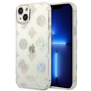 guess guhcp14mhtppth iphone 14 plus 6,7" przezroczysty/transparent hard case peony glitter