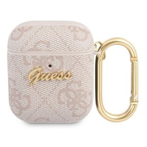 guess gua24gsmp airpods cover różowy/pink 4g script metal collection