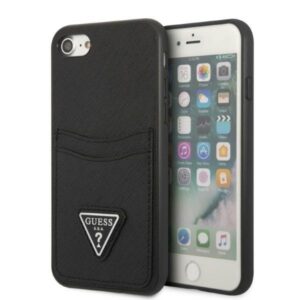 guess guhci8psatpk iphone 7/8 se 2020 / se 2022 hardcase czarny/black hardcase saffiano triangle logo cardslot