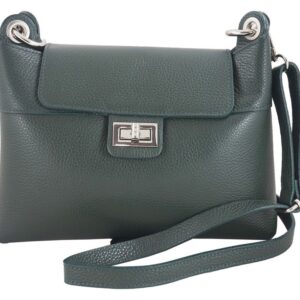torebka damska skórzana crossbody - zielona ciemna
