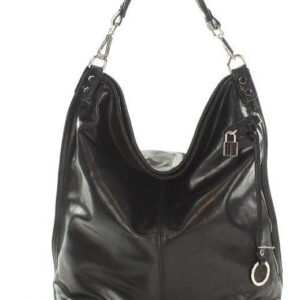 torebka skórzana ponadczasowy design worek na ramię xl hobo leather bag - marco mazzini czarna