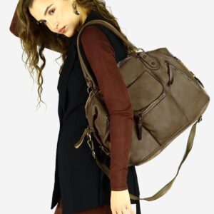 torba biznesowa bowling retro bag skórzana - marco mazzini beżowa taupe