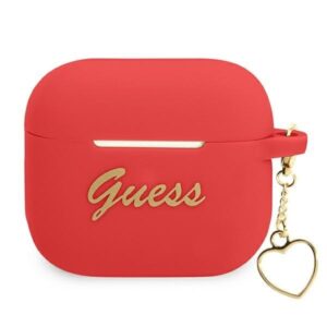 guess gua3lschsr airpods 3 cover czerwony/red silicone charm heart collection