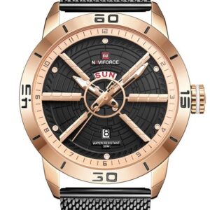 zegarek męski naviforce - nf9155 (zn092b) black/rosegold + box