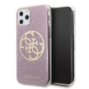 guess guhcn65pcuglpi iphone 11 pro max różowy/pink hard case 4g circle glitter