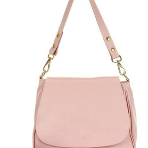 marco mazzini elegancka torba skórzana na ramię z klapą saddle letaher bag lila róż