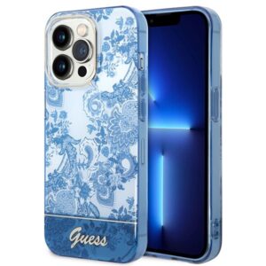 guess guhcp14lhgplhb iphone 14 pro 6,1" niebieski/blue hardcase porcelain collection