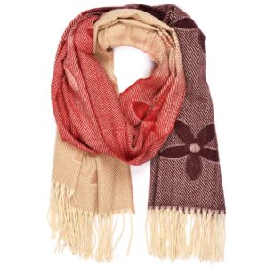 bordowy duży szalik damski bawełniany ciepły szal jesień re-63