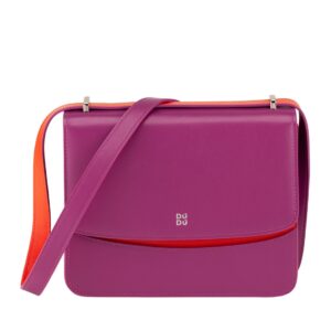 dudu medium size shoulder bag women leather made in italy, rigid elegant design crossbody bag with flap and 2 compartments